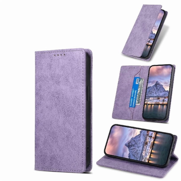 Funda tipo cartera con bloqueo RFID para Xiaomi Redmi Note 15 Pro Plus Con tapa abatible, portatarjetas, cierre magnético, TPU y soporte Morado