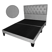 Mueblart - Base De Cama Con Respaldo A Piso 2 Plazas Gris Lino