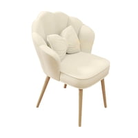 Magideal - Silla De Tocador Giratoria De 360 Grados, Silla De Oficina, Silla Lateral, Silla De Salón, Silla De Escritorio De Terciopelo, Silla De Maquillaje Pa Blanquecino