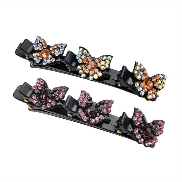 Elegant Sparkling Rhinestone Crystal Butterfly Barrette Hair Clips for Women and Girls - Perfect for Side Hair and Bangs