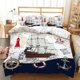 thumbnail image 1 of Ocean Pirate Adventure Quilt Duvet Cover Set Kids Double Home Textiles3-Piece Bedding Set, 1 of 5
