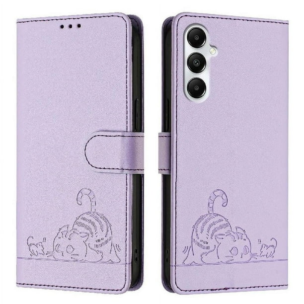 Funda tipo cartera FOXDOCK para Samsung Galaxy A05S 4G con soporte, ranuras, RFID, diseño de gato
