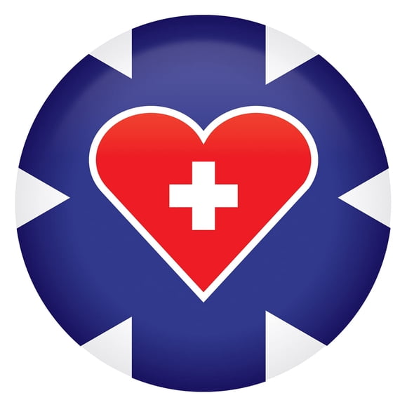 Icono de estrella médica con forma de botón con forma de corazón, 2 cm