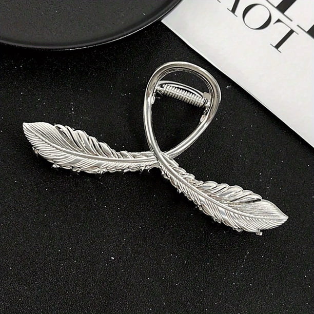 1/2/3pcs Alloy Feather Hair Claw Simple Style Hair Claw Nonslip Ponytail Holder Shark Claw Women Girls Elegant Hair Claw Clip