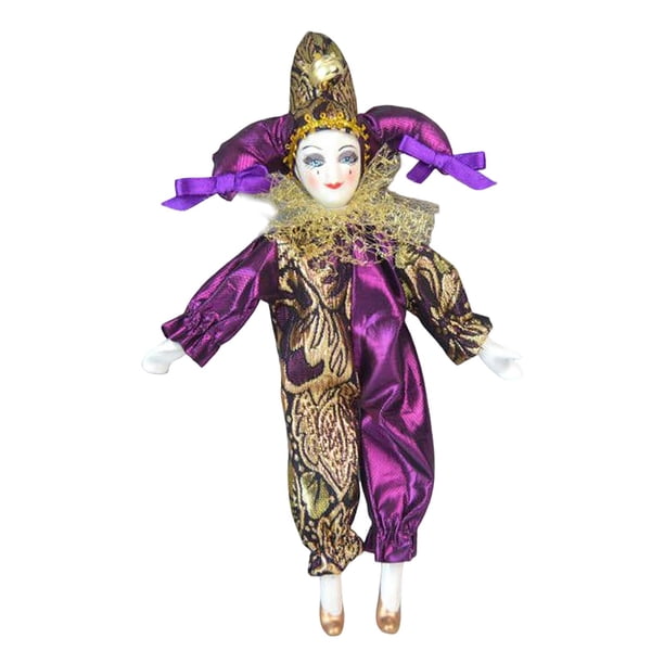 Modelo de ángulo de muñeco de de 8 pulgadas, juguetes de colección de figuras de muñecos de arlequín divertidos, muñeco de triángel de porcelan Violeta