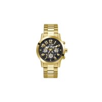 Reloj Guess Para Hombre, Pulsera Dorada, Esfera Negra, Caja De 44 Mm