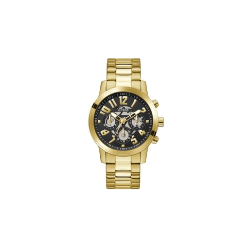 Reloj Guess Para Hombre, Pulsera Dorada, Esfera Negra, Caja De 44 Mm