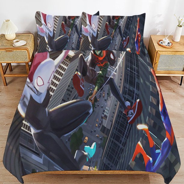 Spider Ma-n Across_thepider_Verse Spider Ma-n Bedding Set Sheet Set for Kids Adults,All Season Lightweight Bedding Set for Bedroom Bed Do Bed Sheets