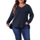 thumbnail image 1 of GRACE & GRANDEUR Disfraces de Halloween para Mujeres Tallas Grandes Blusa de Manga Larga con Cuello en V Ajuste Suelto con Botones Decorativos y Dobladillo Irregular 2X Azul Marino, 1 of 8