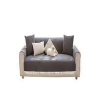 Genérico - Pack De 5 Fundas De Sillon Con Flecos Gris