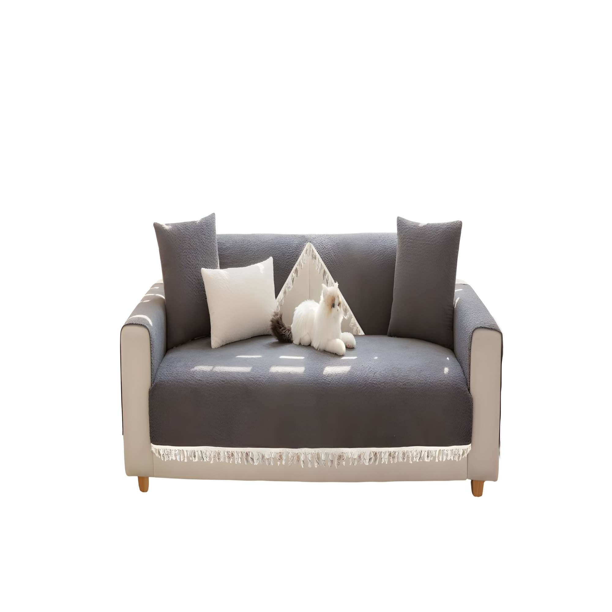 Genérico - Fundas De Sillón Con Flecos 5 Piezas De Sillón Con Flecos Gris