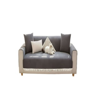 Genérico - Pack De 5 Fundas De Sillón Con Flecos Gris