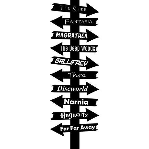 Rienda Libre Graphics - Decomural Fairytale Destination Signpost Library Ws-51024