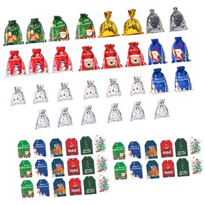 Magideal - 30 Uds Bolsa De Regalo Con Cordón De Navidad Bolsa De Dulces De Navidad Saco Medias Bolsa Bolsas De Juguete Reutilizables Bolsa De Golosinas Bolsa De Bolsas Y Etiquetas De Regalo