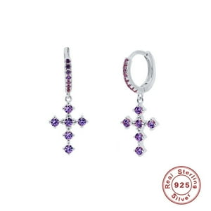 Aretes Heshpaws S925 Sterling Silver Cross Diamantados Plata