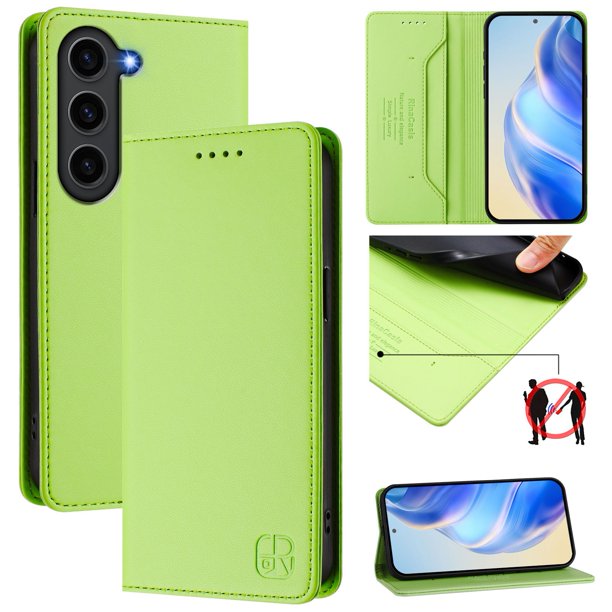 Funda Billetera con Soporte para Samsung Galaxy S23 FE Bloqueo RFID Plegable Verde claro