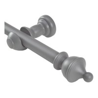 Metalhsa - Set Barra Para Cortina Simple 25 Mm De Madera 2,00 Mt Color Gris Terminal King