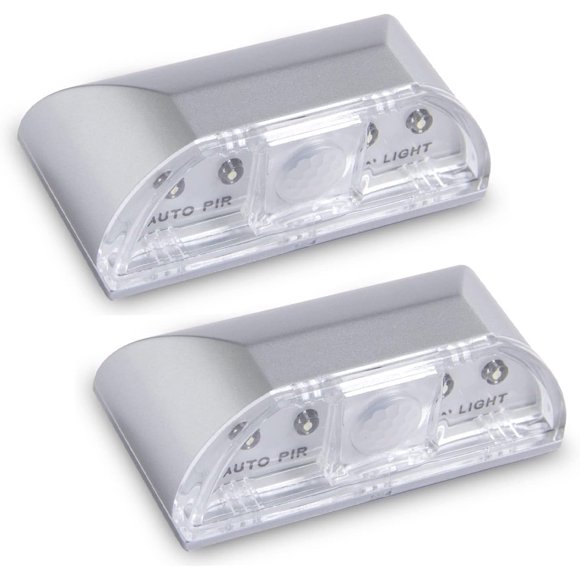 Luz nocturna Sqruchel con sensor de movimiento de 4 LED - Pack de 2 unidades color plateado