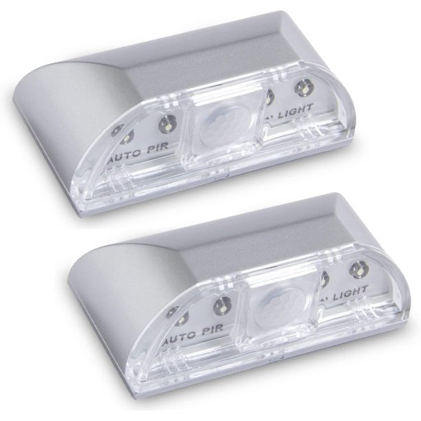 Luz nocturna Sqruchel con sensor de movimiento de 4 LED - Pack de 2 unidades color plateado