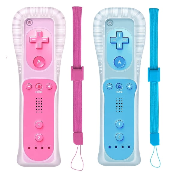Controlador Wii PGYFDAL Pack de 2 (rosa y azul) con funda