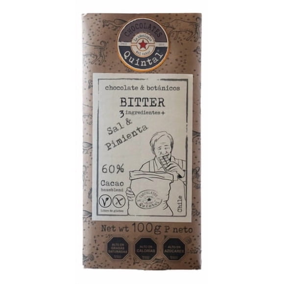 Chocolate Bitter Sal Y Pimienta (60% Cacao) 100g - Quintal