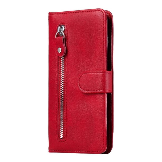 Funda con Cremallera para Samsung Galaxy S21 Ultra 5G, Carcasa Cartera de Cuero PU con Soporte y Tarjetero