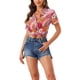 thumbnail image 1 of INSPIRE CHIC Camisas de Regreso a Clases para Mujeres Camisas Hawaianas de Manga Corta con Botones Florales Tropicales M Rosa Brillante, 1 of 6