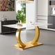 thumbnail image 1 of Transformable Heavy-Duty Stainless Steel Base in Gold, 63" x 35" Dining Table, Luxury Pandora White Pattern Tempered Glass Rock Top for Kitchen Dining Room, 1 of 3