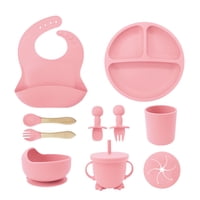 Babyluna - Set Cubiertos Silicona Libre Bpa Antideslizante Rosado