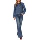 thumbnail image 2 of Chaquetas de Jean INSPIRE CHIC para Mujeres Casual con Cuello de Ante Manga Larga Abotonada Dobladillo Sin Rematar Chaqueta de Mezclilla Recortada S Azul Retro, 2 of 6
