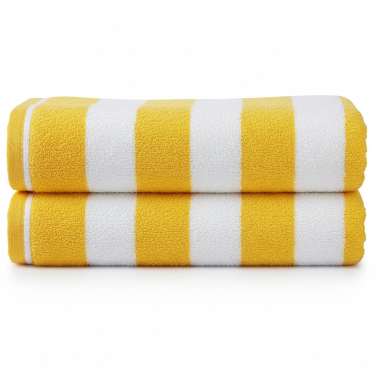Aura Zeus - Set De 2 Toalla De Playa Algodon 150x75 Cm Xl Viaje Grande Rayada Az Amarillo