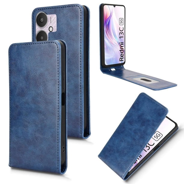 Funda tipo folio para Xiaomi POCO C65 con soporte magnético y protección para la cámara Azul