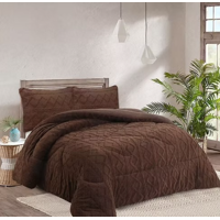 Todostore - Plumon De Invierno Plaza Y Media Con Chiporro Trenzados Color Marron