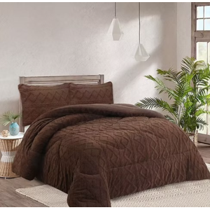 Todostore - Plumon De Invierno Plaza Y Media Con Chiporro Trenzados Color Marron