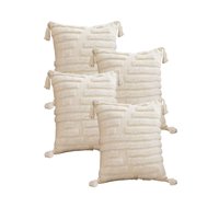 Genérico - Pack De 4 Fundas De Cojin Tufting 45X45 Cm Beige 03
