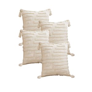 Genérico - Pack De 4 Fundas De Cojin Tufting 45X45 Cm Beige 03