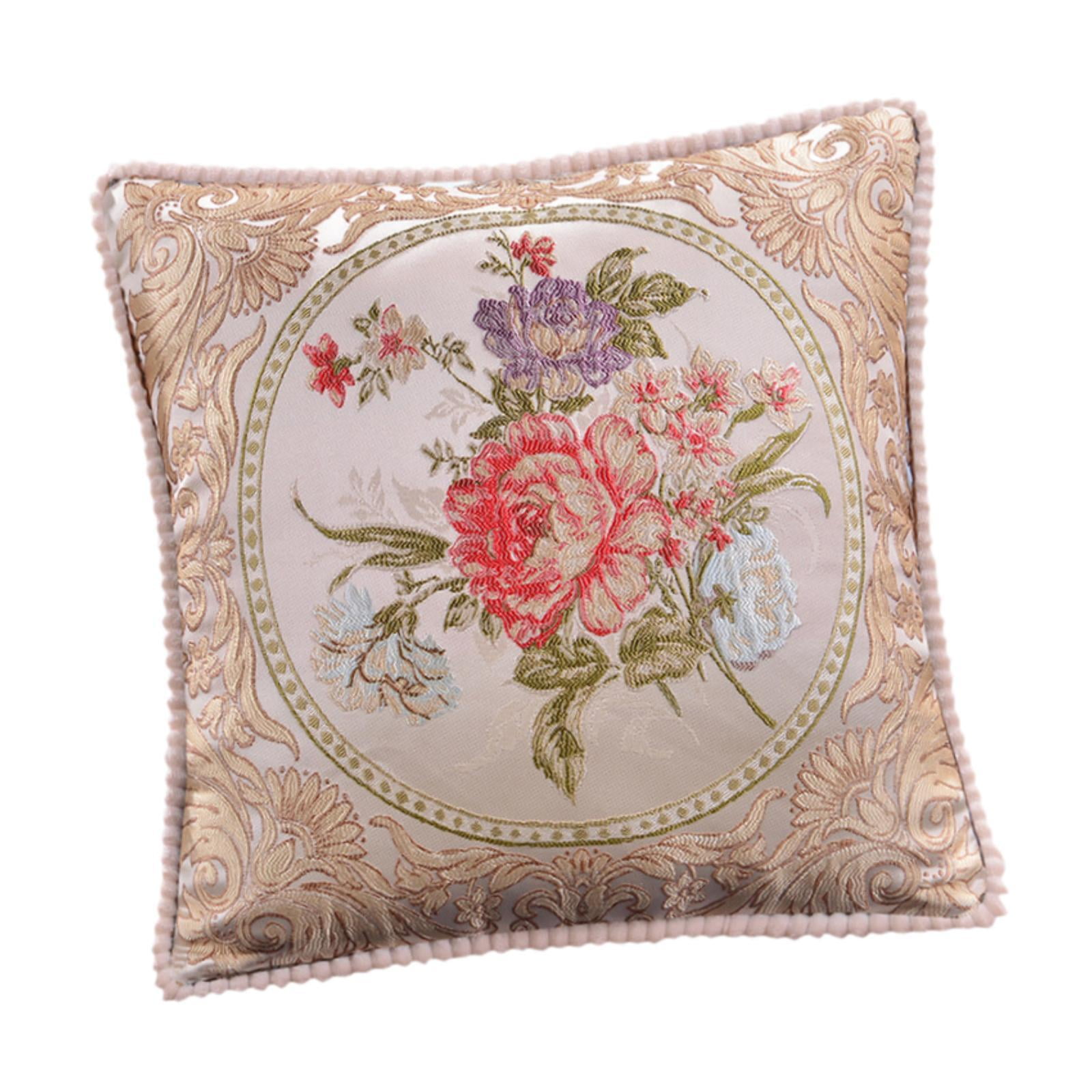 Magideal - Funda De Almohada Europea, Funda De Cojín, Funda De Almohada Con Bordado Floral De 18 X 18 Pulgadas, Funda De Cojín Para Sofá De Decoración Del Hogar Caqui
