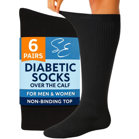 Calcetines Diabéticos Special Essentials Sobre la Pantorrilla 6 Pares Negro