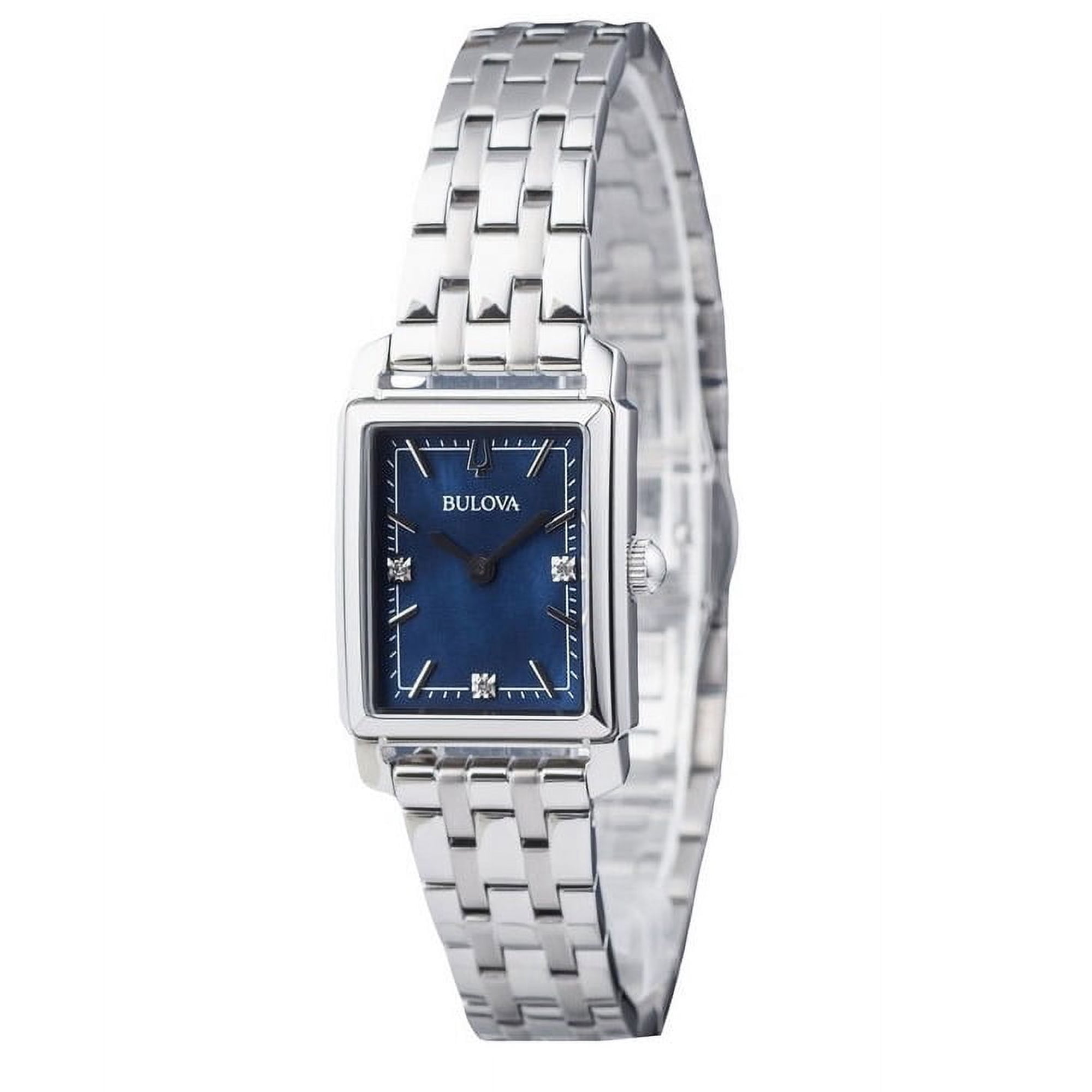 Reloj Bulova Classic Sutton Diamond Accent Stainless Steel Blue Dial Quartz 96p245 Women's Watch
