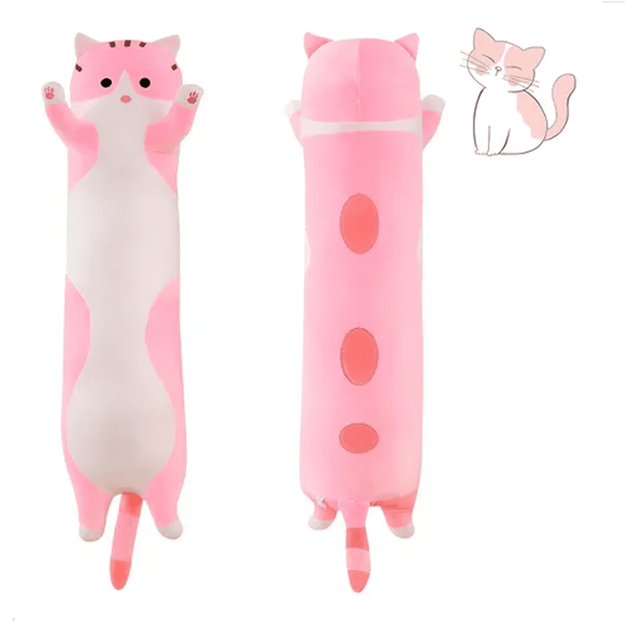 Genérico - Peluche Gatito Cojin Juguete Suave 70 Cm Amarillo