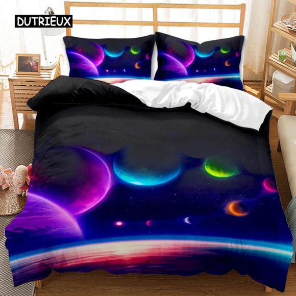 x998 Bed Sheets Galaxy Duvet Cover Set Twin/ pcs/pcs/pcs bedding sets Universe Outer Space Themed Bed Linen 3-Piece Bedding Set (1 Duvet Cover + 2 Pillow Shams) nj998
