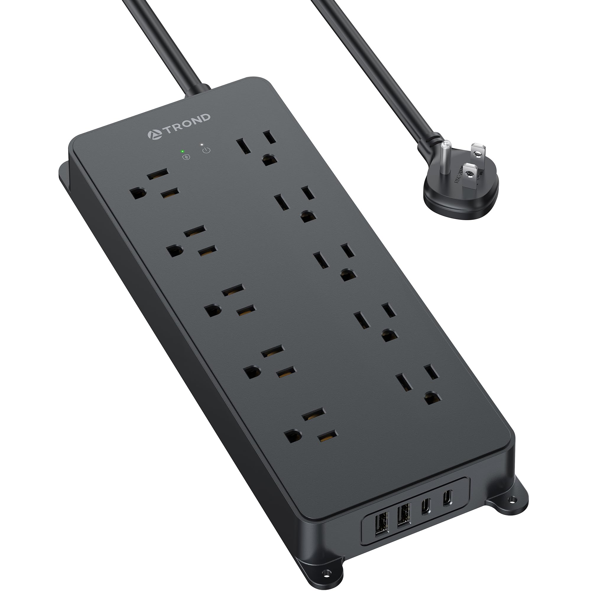 Trond Power Strip Surge Protector Con Usb, 10 Tomacorrientes Ampliamen