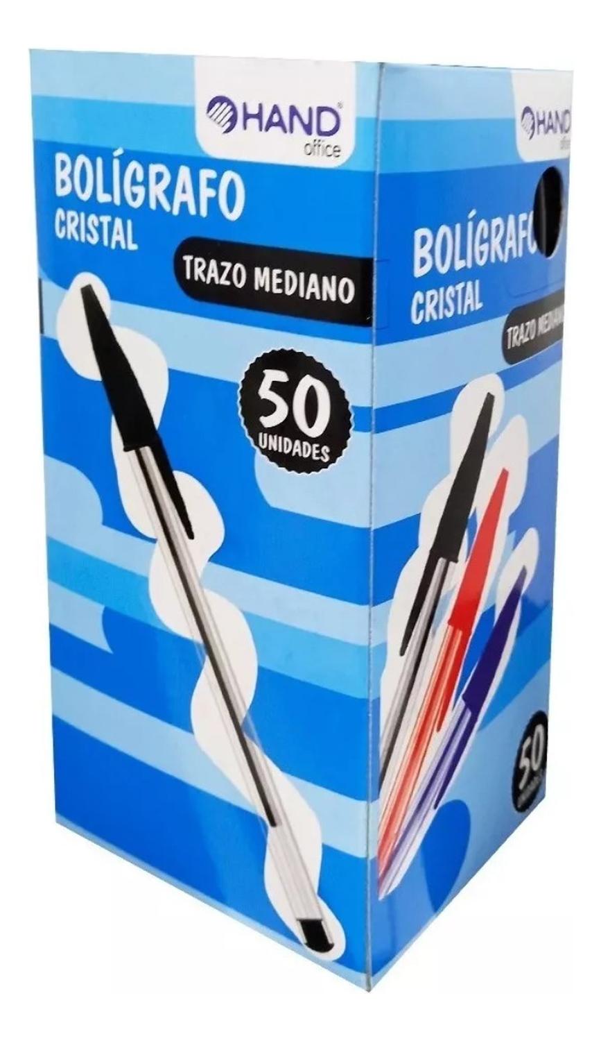 Hand - Caja Lapiz Pasta, Bolígrafos Plastico Transparente 50 Unid. Rojo