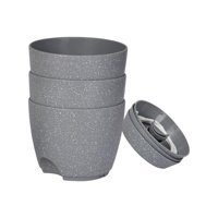 Ioensy - 3 Macetas De Riego Automático Para Guardería, Para Oficinas, Jardines, Gris Y 6.5 In.