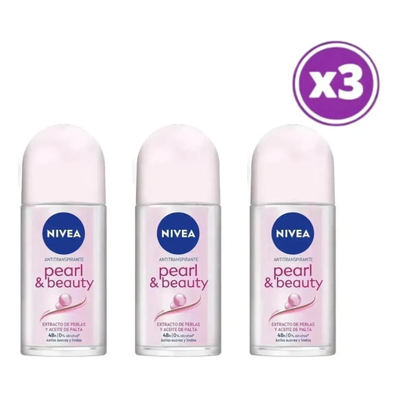 PACK 03 Nivea Antitranspirante Pearl & Beauty Roll on 50ml