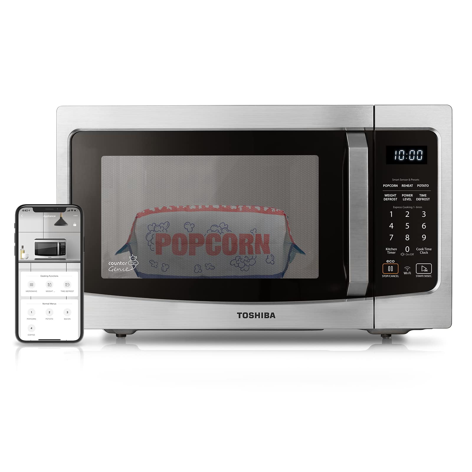 Microondas Toshiba Ml-em34p (ss) Smart 1.3 Pies Cúbicos 1100 W