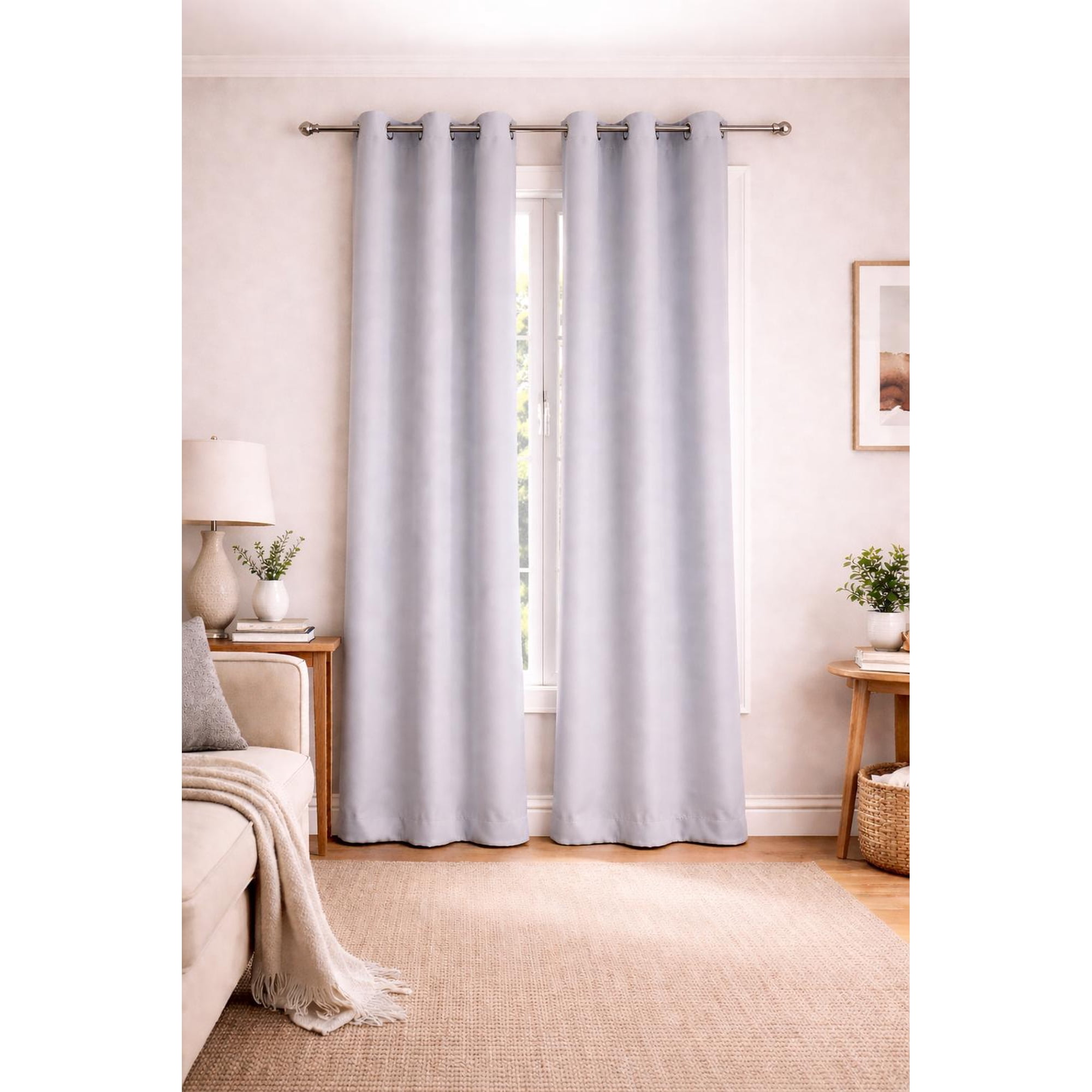 Clems - Cortina 100% Blackout De Tela Engomada 2 Paños Crema