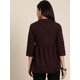 thumbnail image 4 of Shivansh Creations Blusa Tejida de Línea A a Cuadros Negra y Roja para Mujer, Cuello Mandarín, Mangas 3/4 Enrollables, 4 of 7