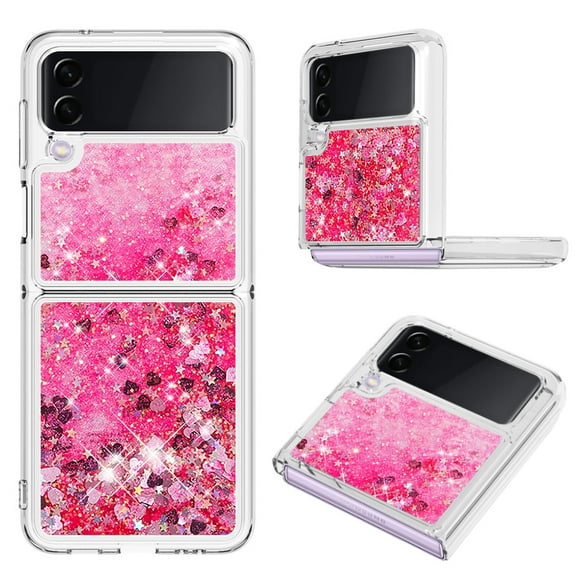 Funda Para Sansung Galaxy Z Flip 3 Con Brillo Líquido, Protección Completa Y Soporte De Anillo Giratorio