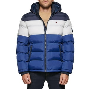 Chaqueta Tommy Hilfiger Con Capucha Acolchada Para Hombre, Color Azul Medianoche, Talla S